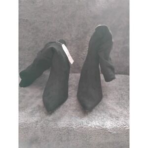 Time And Tru Women's Faux Suede Slouch Boots With Kitten Heels Wide Width Size 8